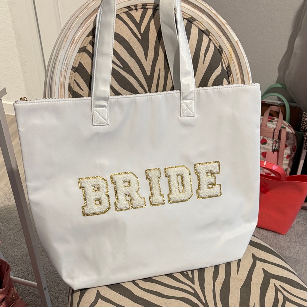 White and Gold Bride Tote Bag